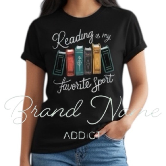 Tops - “Reading Is My Favorite Sport” 100% Cotton Black Short Sleeve Tee